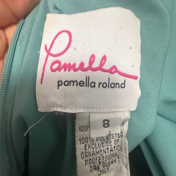 Pamella by Pamella Roland Teal/Green Embellished Long Dress/ Evening Gown - Picture 10 of 16